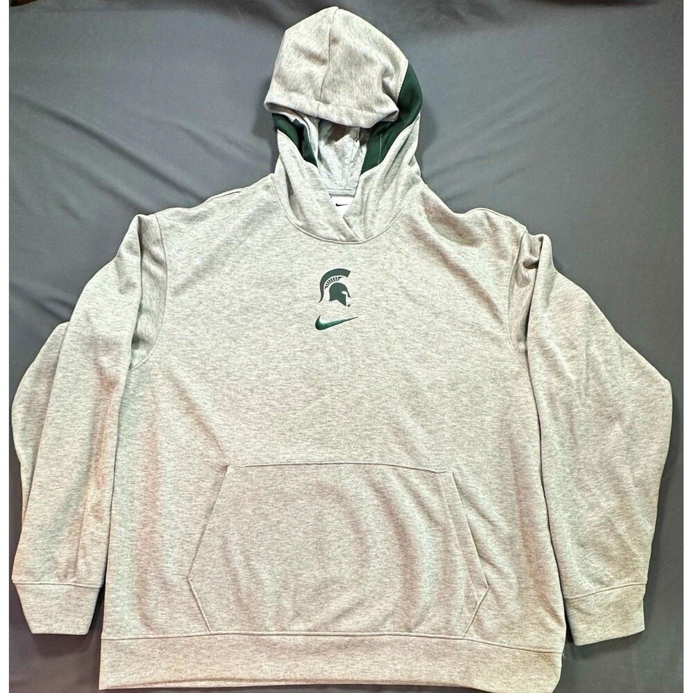 Nike Michigan State Spartans Dri-FIT Hoodie Men’s XL Gray Green Pullover